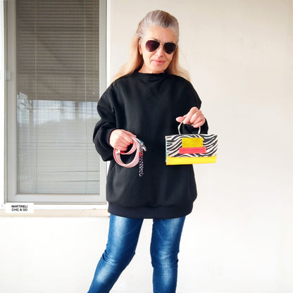 Mini Leather iPhone Bag,Yellow Party Clutch,Minimalist Animal Print Handbag