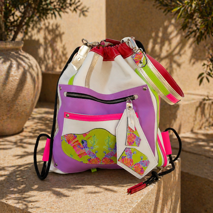Colorful Italian Leather Convertible Backpack Shoulder Bag – One of a Kind