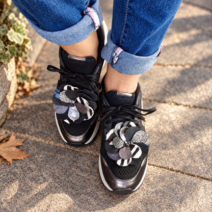 Black, Silver & Zebra Leather Flower Sneaker Charms – REBEL BLOOM
