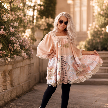 Plus Size 3XL/4XL Pink Patchwork Boho Tunic Dress