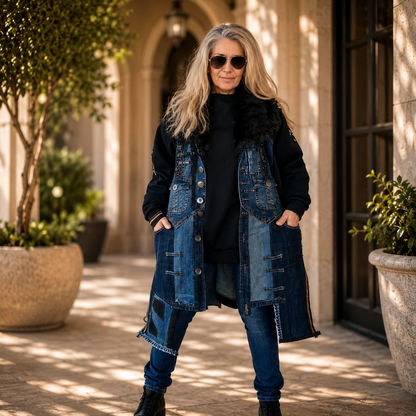 One of a kind MARTINELI patchwork denim coat