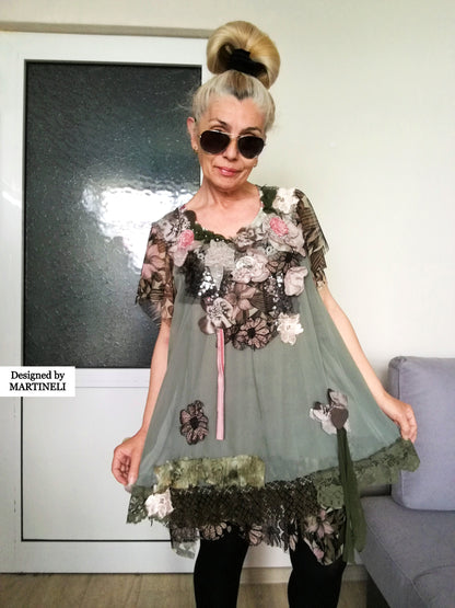 Boho Summer Dress XL Embroidered Floral Dress for Women