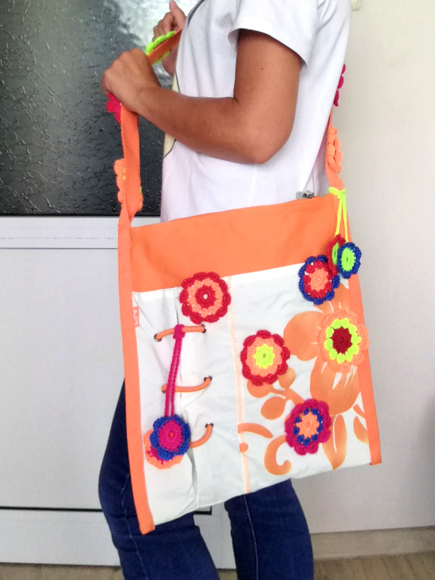 Boho Floral Shoulder Bag FILA ORIGINAL Messenger Bag