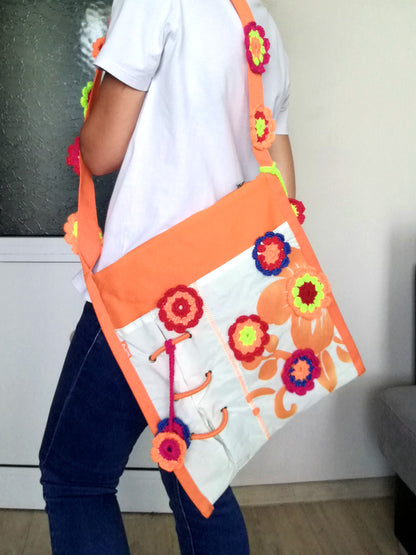Boho Floral Shoulder Bag FILA ORIGINAL Messenger Bag