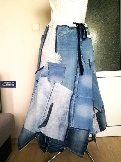 Plus Size Long Denim Skirt 2XL Maxi Levis Denim Skirt