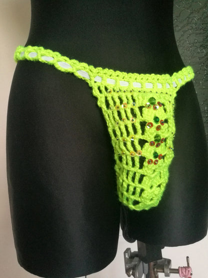 Sexy Man Thong XL Neon Green Thong For Men Erotic Underwear Men