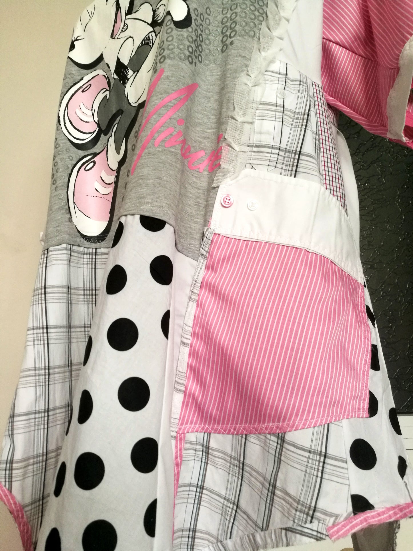 Plus Size Minnie Mouse Dress 3XL Boho Pink Shirt Dress For Women