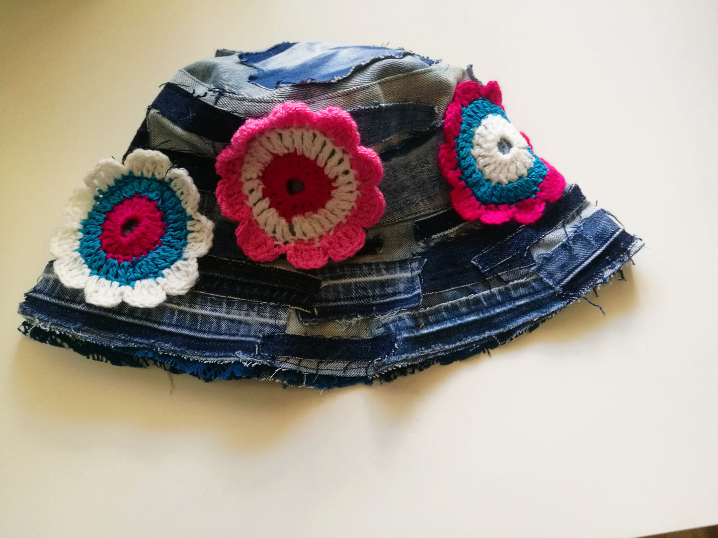 Patchwork Denim Bucket Hat 2X Boho Floral Hat