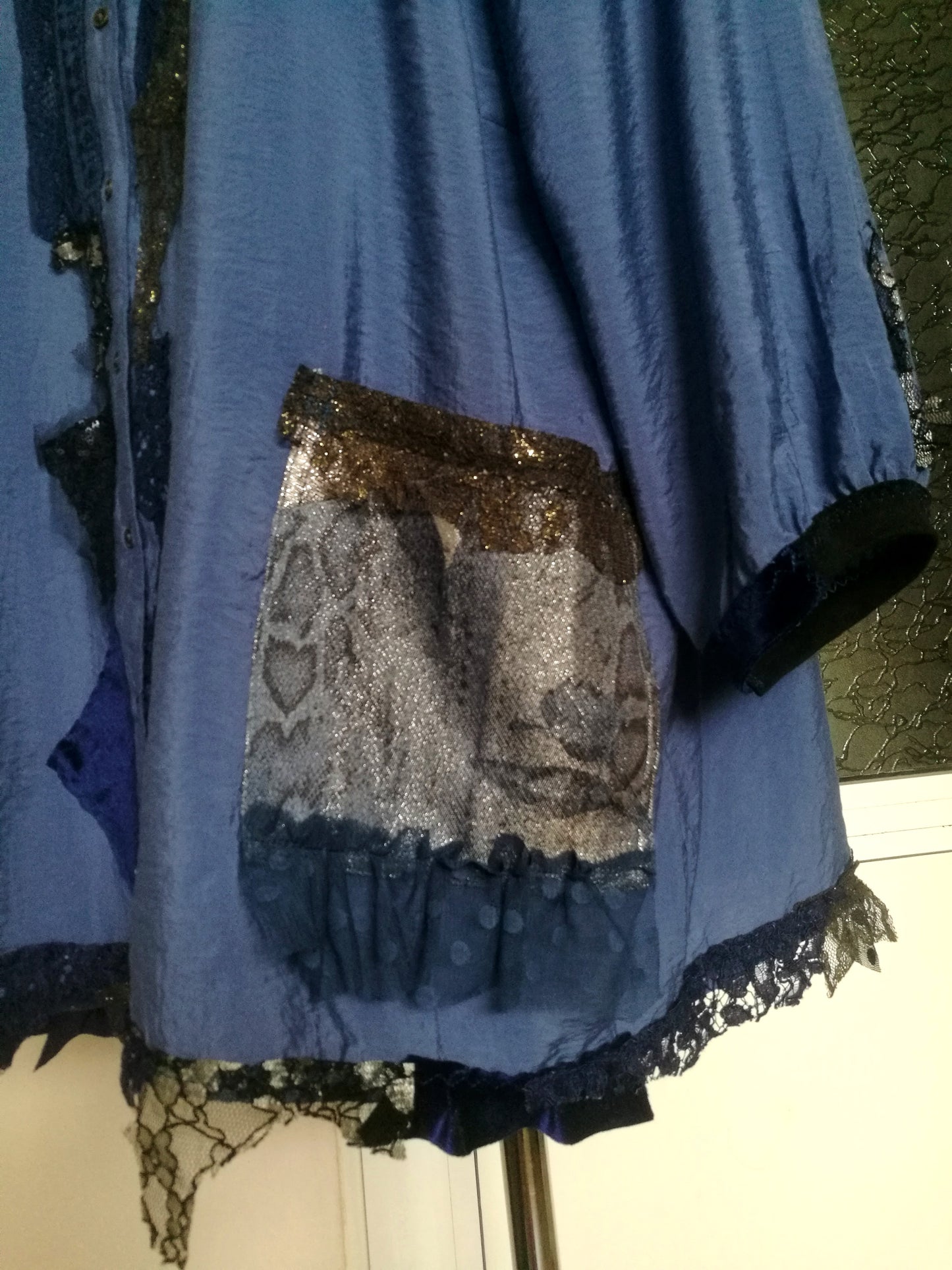 Plus Size Blue Shirt Dress 5XL Maxi Embroidered Tunic Dress