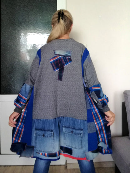 Plus Size Sweatshirt Dress 5X Maxi Denim Tunic Dress