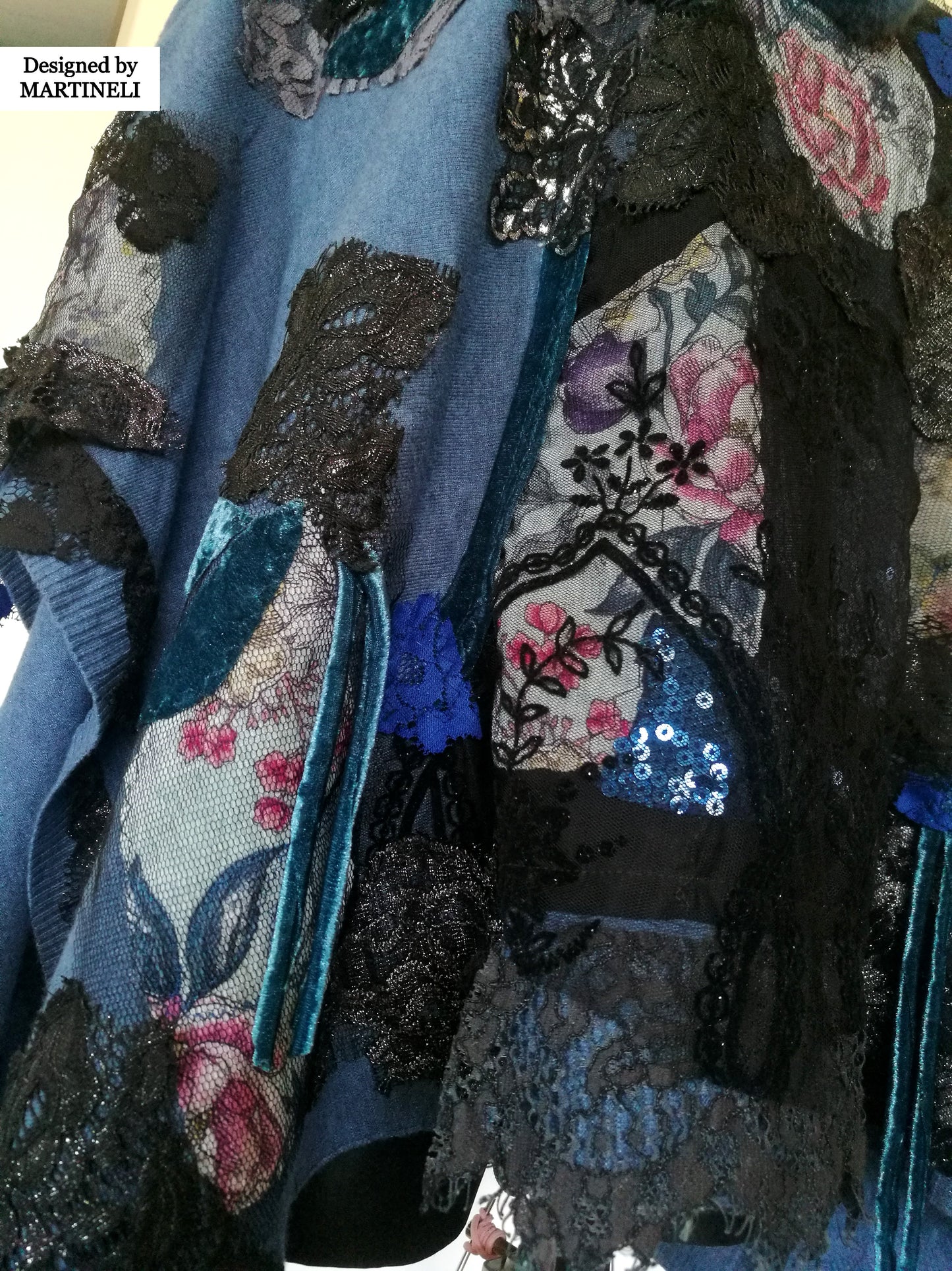 Plus Size Floral Poncho Boho Style Knit Poncho