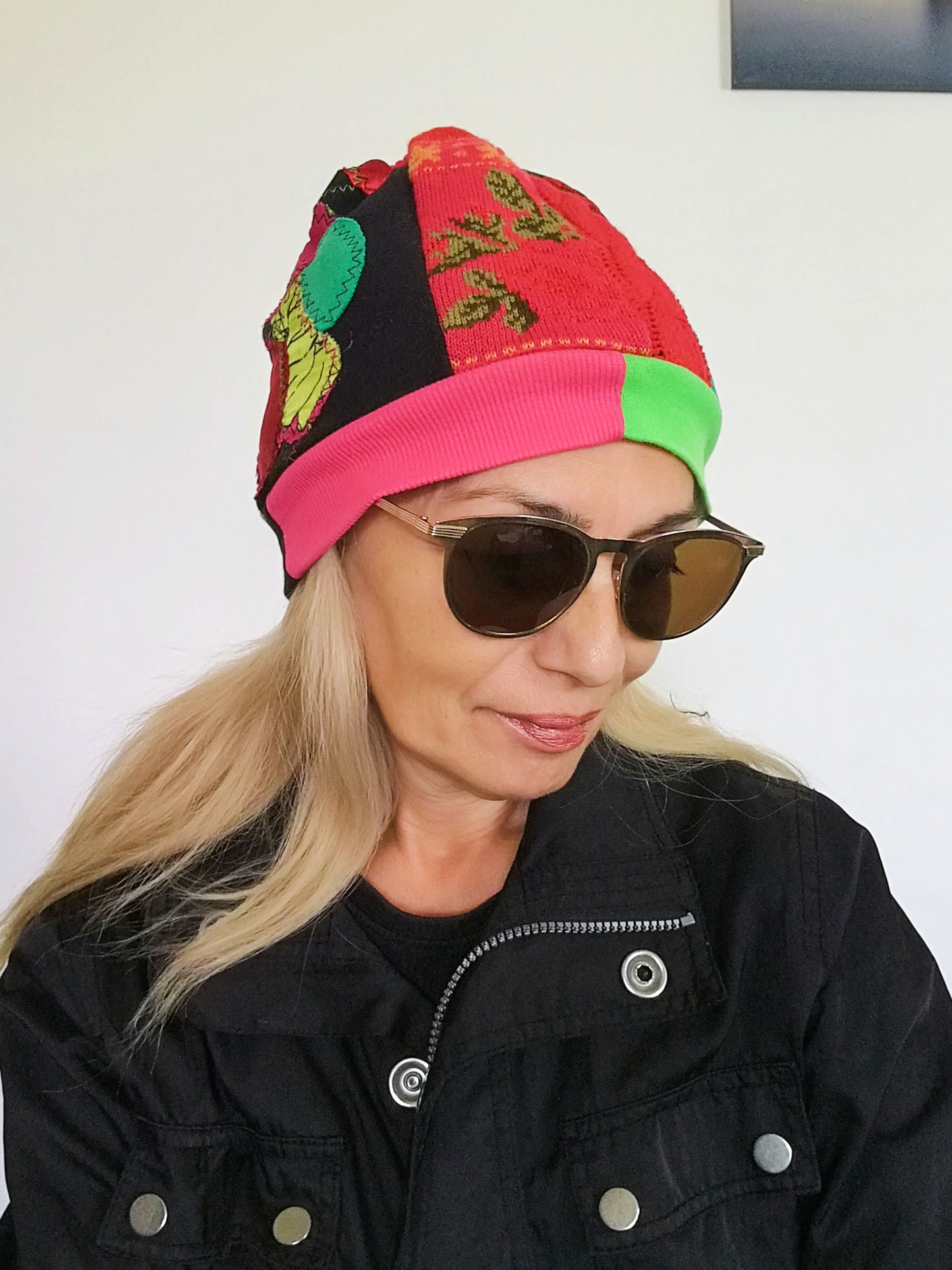 Colourful Warm Beanie Hat for Women Embroidered Beanie