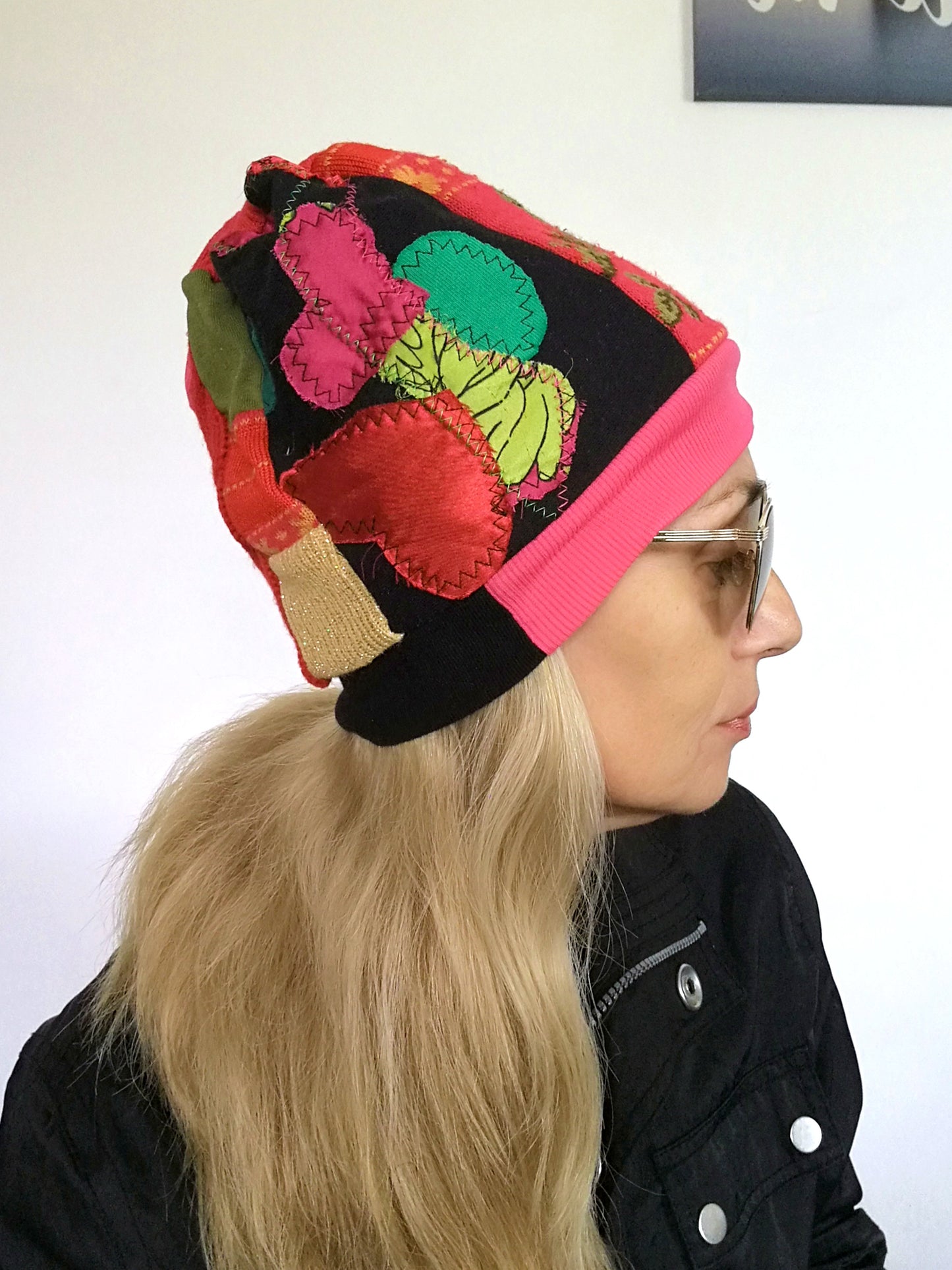 Colourful Warm Beanie Hat for Women Embroidered Beanie