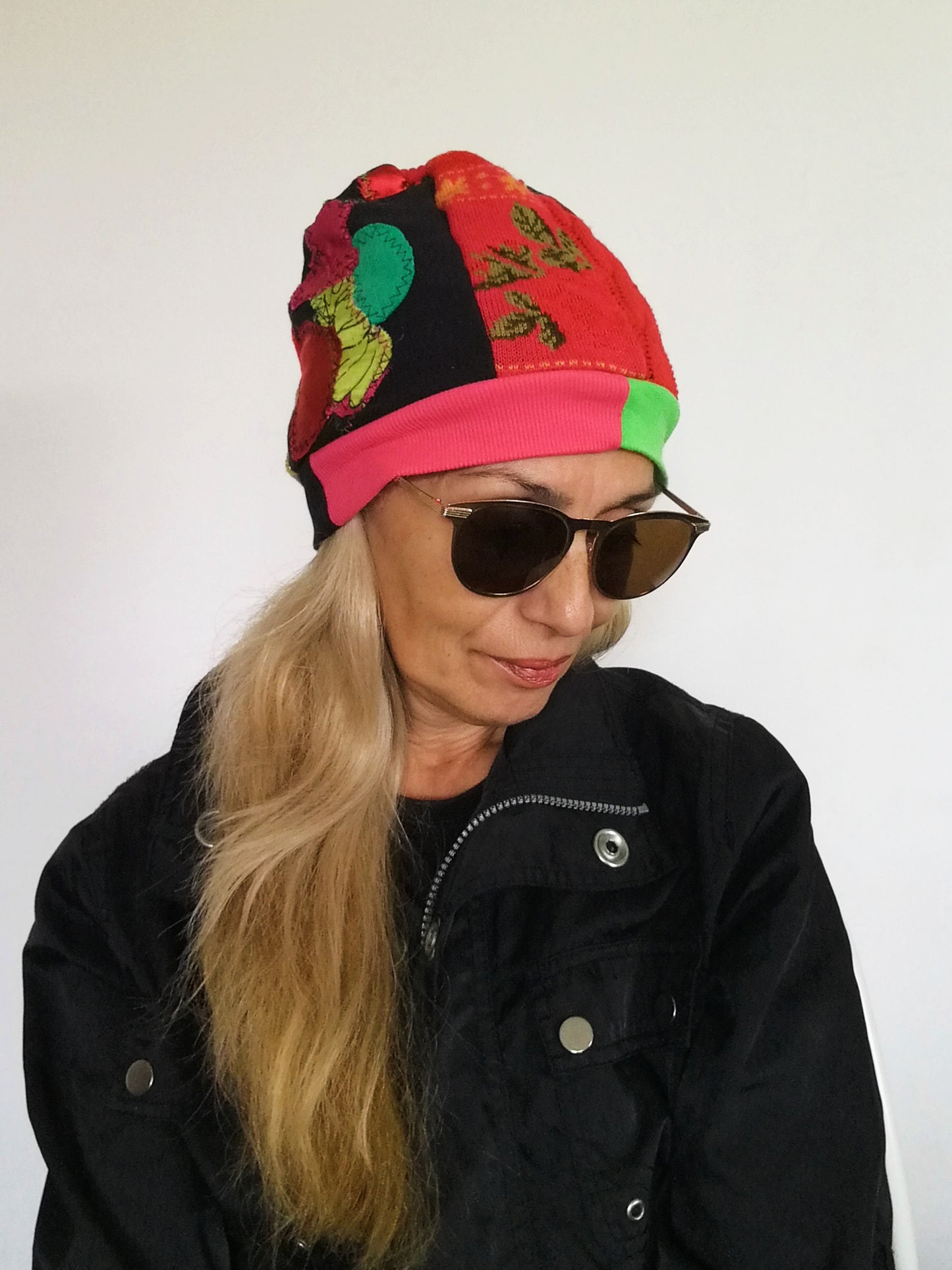 Colourful Warm Beanie Hat for Women Embroidered Beanie