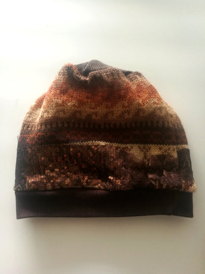 Beanie Hat for Women Brown Wool Beanie Warm Winter Hat