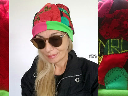 Colourful Warm Beanie Hat for Women Embroidered Beanie