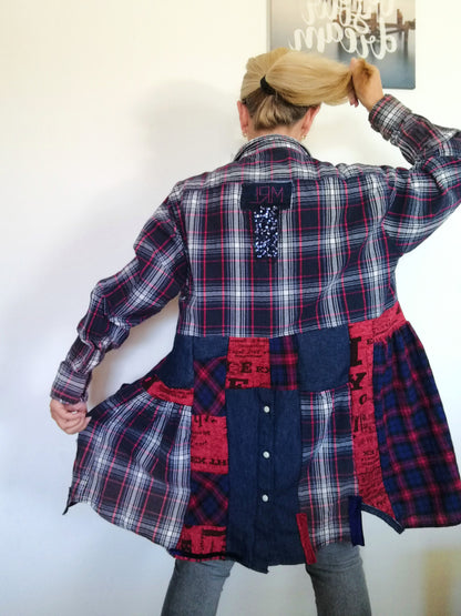 Plus Size Denim Dress 2XL Loose Embroidered Jacket Dress