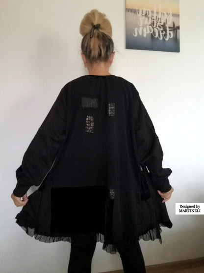 Plus Size Black Dress 3XL Maxi Sweatshirt Dress