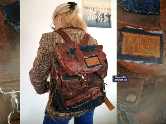 Unisex Travel Rucksack Brown Leather Backpack