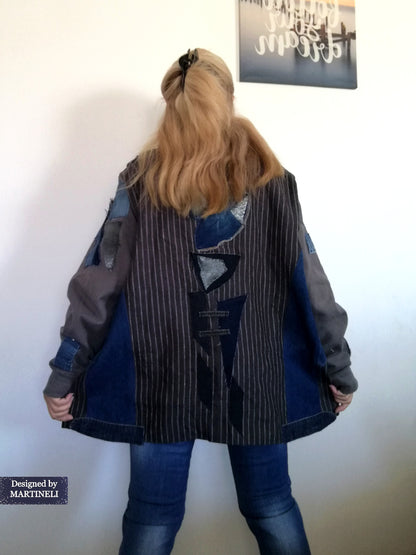 Plus Size Distressed Denim Jacket 3XL Boho Jacket for Women