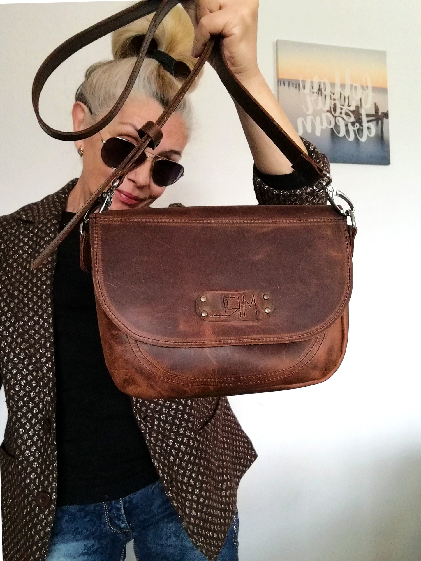 Leather Saddle Bag for Women Italian Leather Crossbody Purse Bag