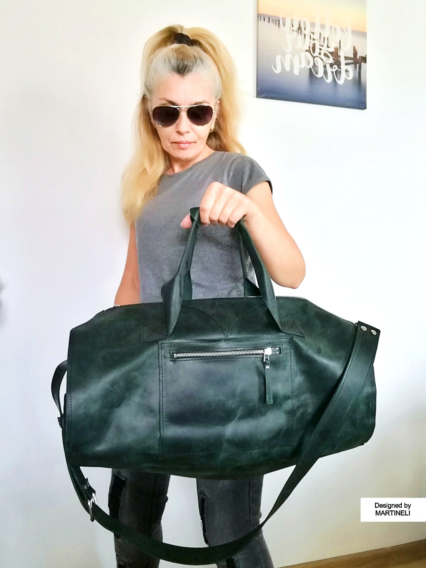 Large Leather Travel Bag Genuine Leather Fitness Bag