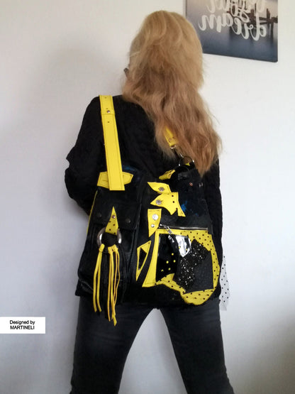 Yellow Leather Messenger Bag Boho Style Crossbody Purse Bag