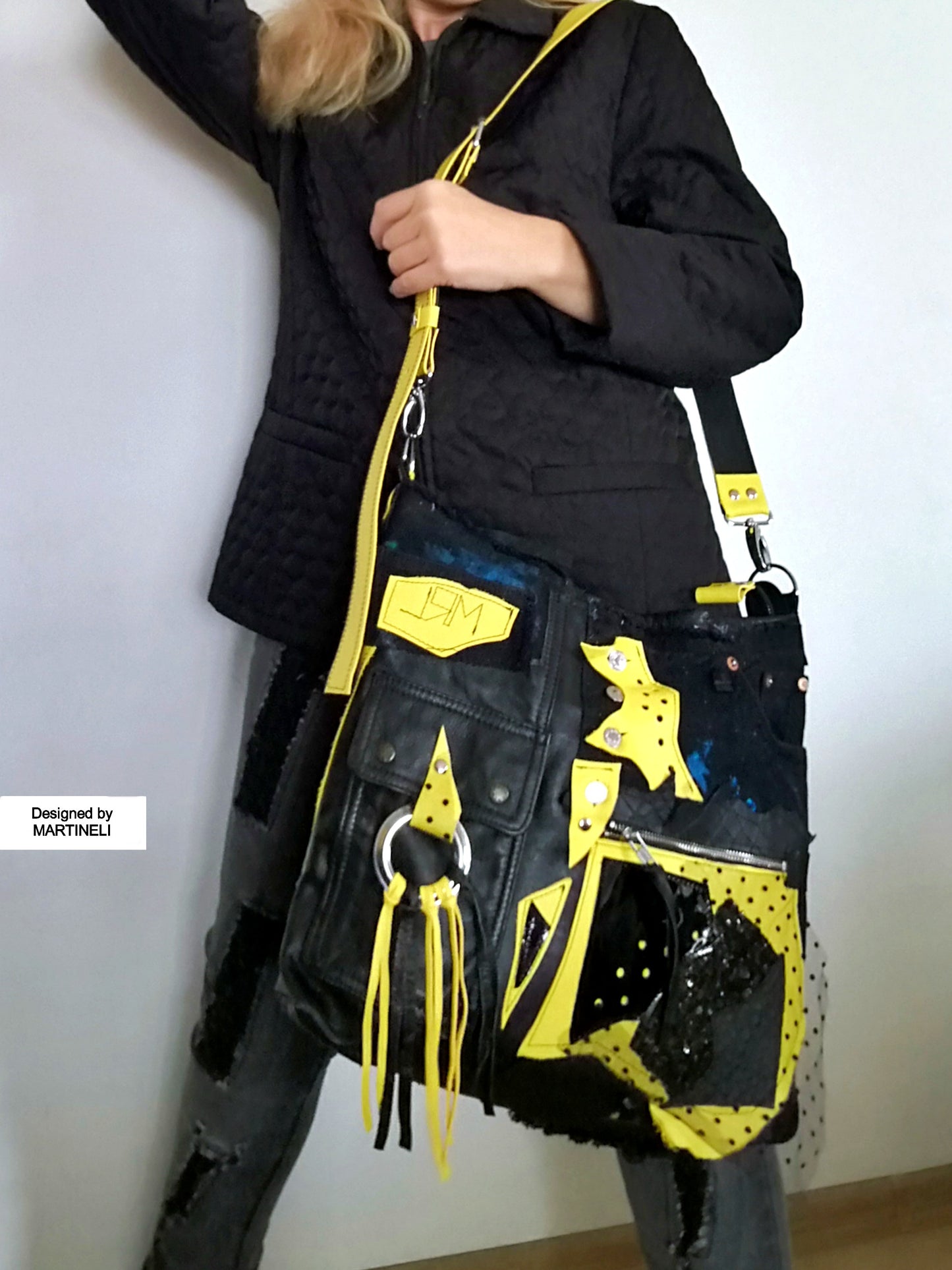 Yellow Leather Messenger Bag Boho Style Crossbody Purse Bag