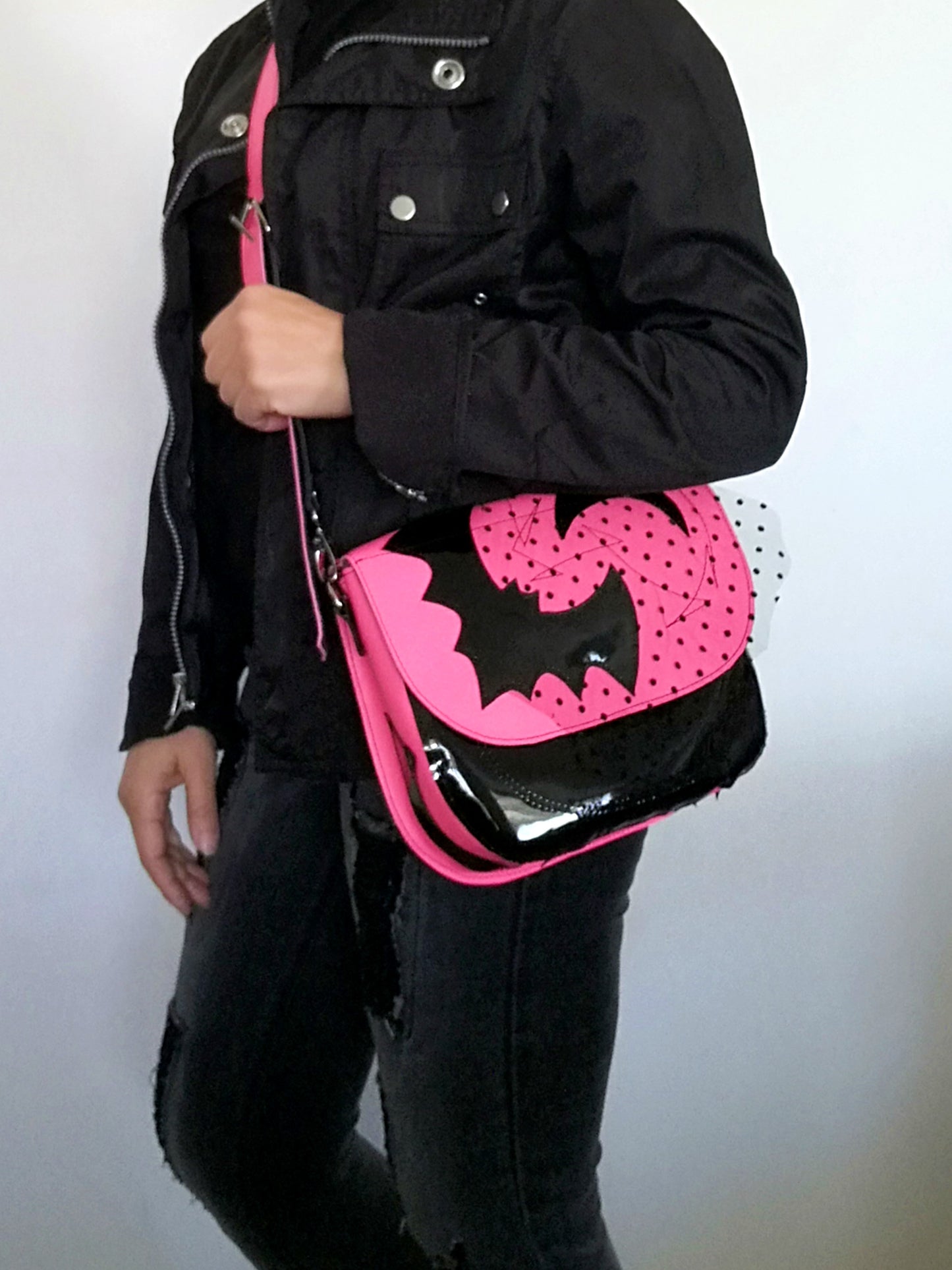 Pink Leather Saddle Bag Small Leather Crossbody Purse Bag