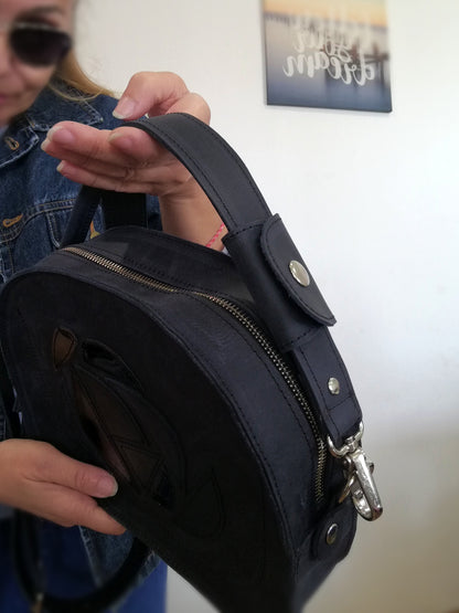 Blue Leather Crossbody Purse Bag Genuine Leather Shoulder Bag