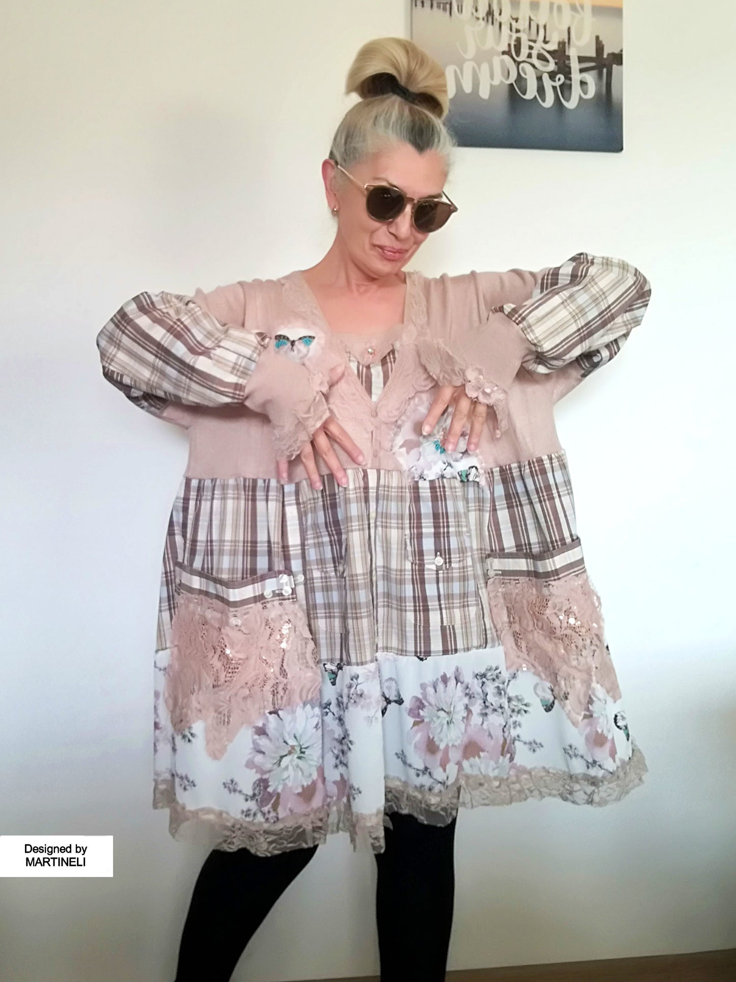 Plus Size Sweater Dress 4XL Maxi Floral Tunic Dress