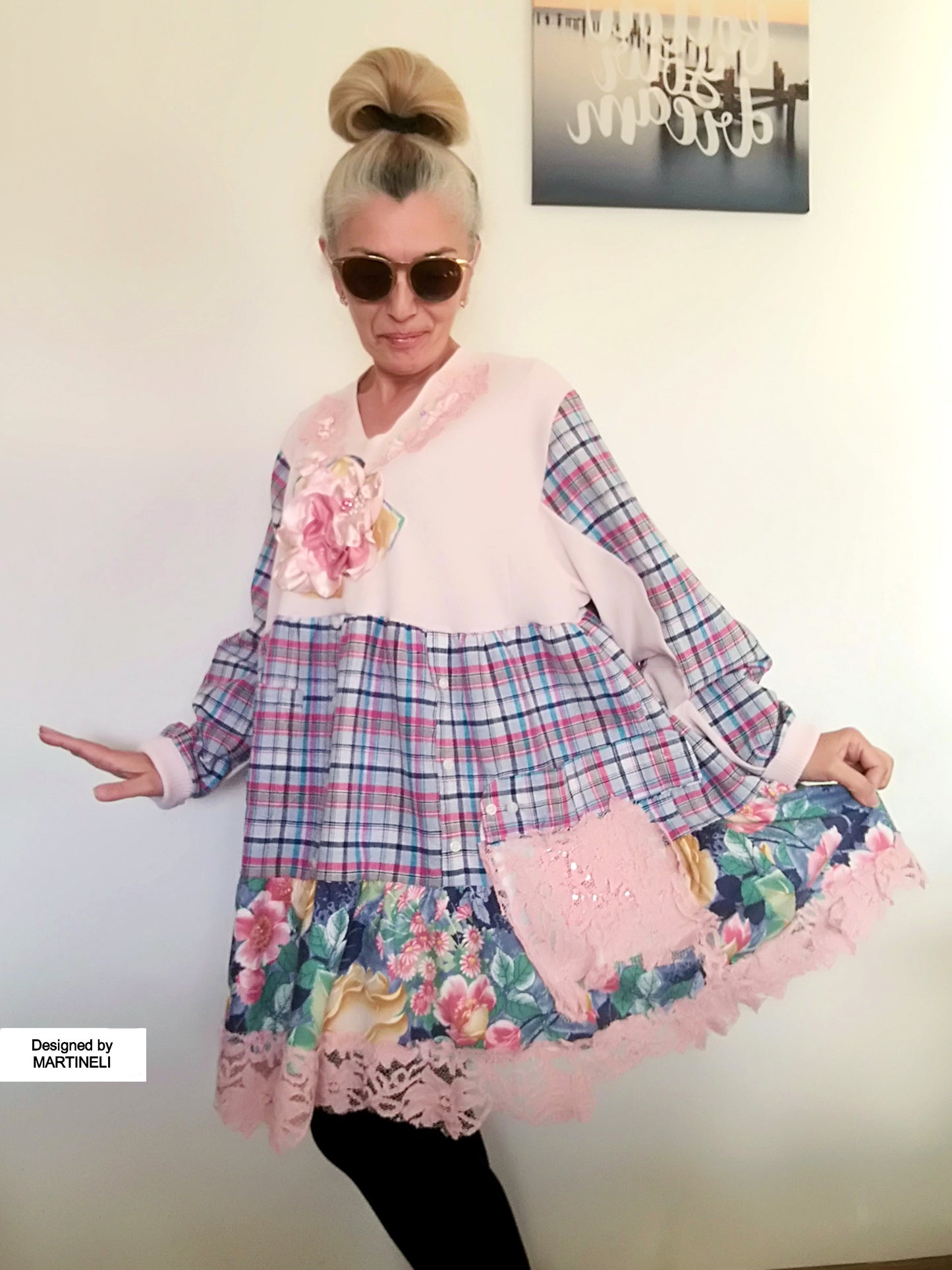 Plus Size Pink Dress 3XL Maxi Floral Sweater Dress