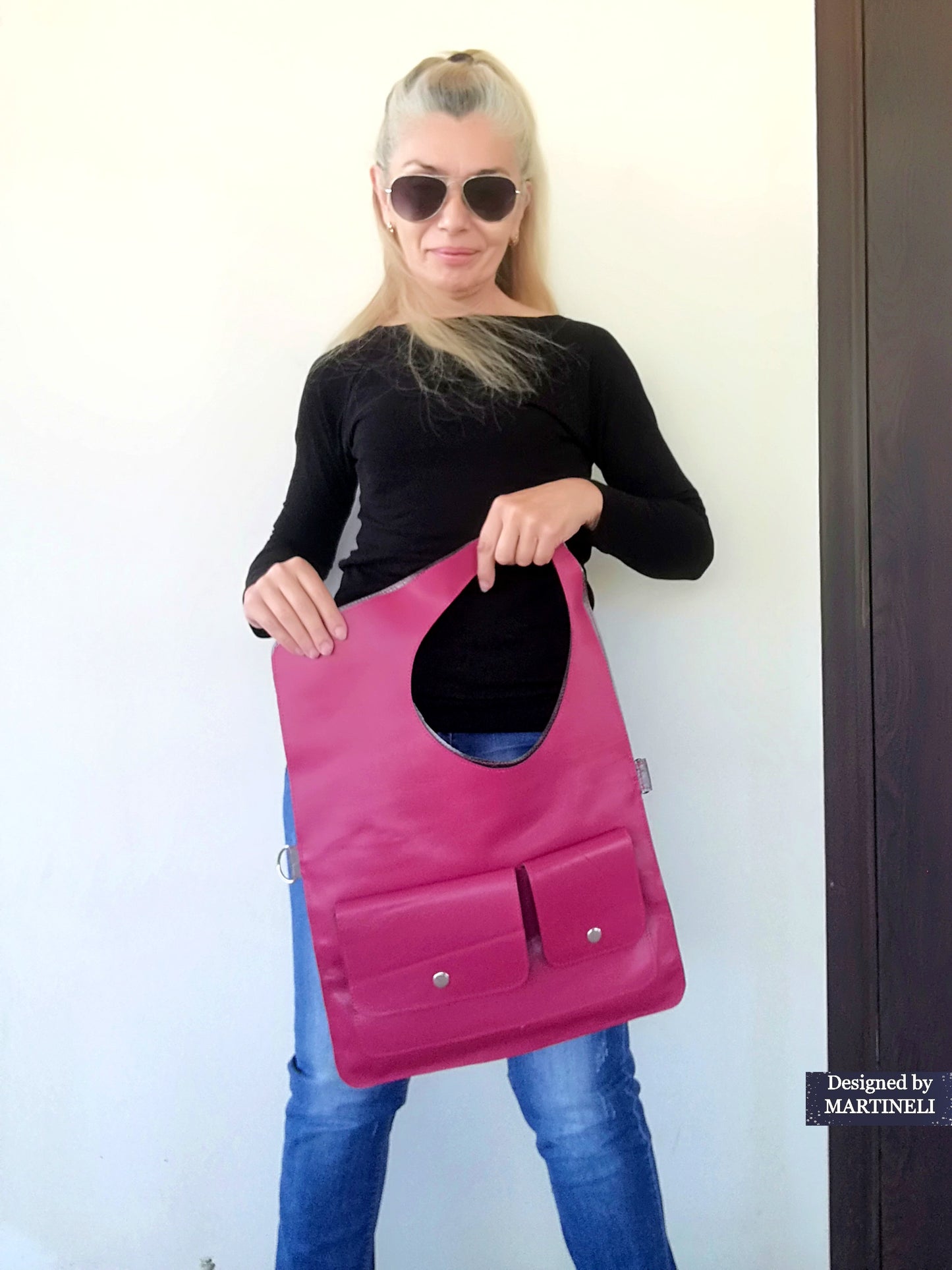 Pink Leather Shoulder Bag-Large Elegant Leather Tote,Convertible Purse Bag,Pink Stylish Crossbody For Women Soft Leather Handbag Extravagant