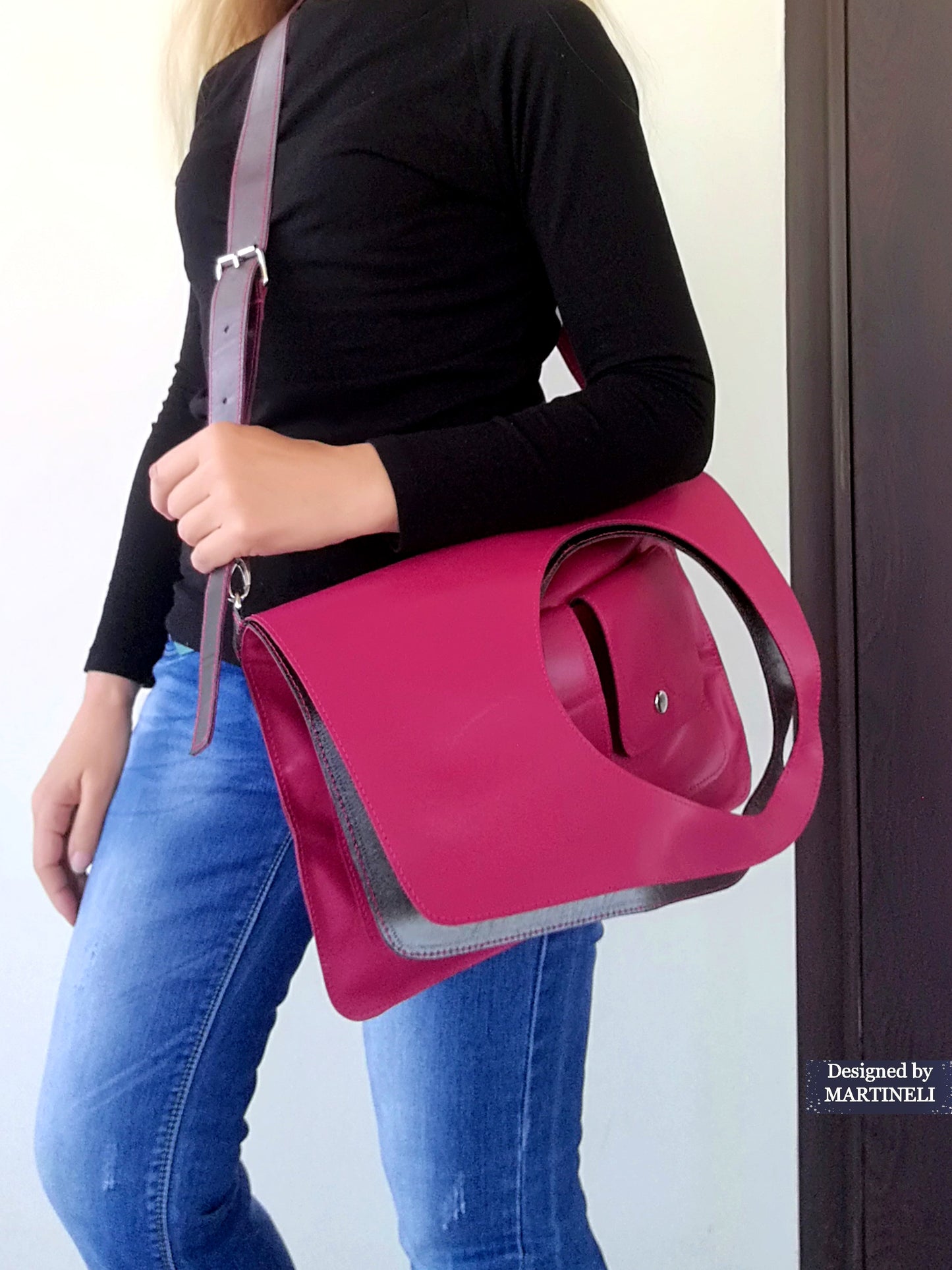 Pink Leather Shoulder Bag-Large Elegant Leather Tote,Convertible Purse Bag,Pink Stylish Crossbody For Women Soft Leather Handbag Extravagant