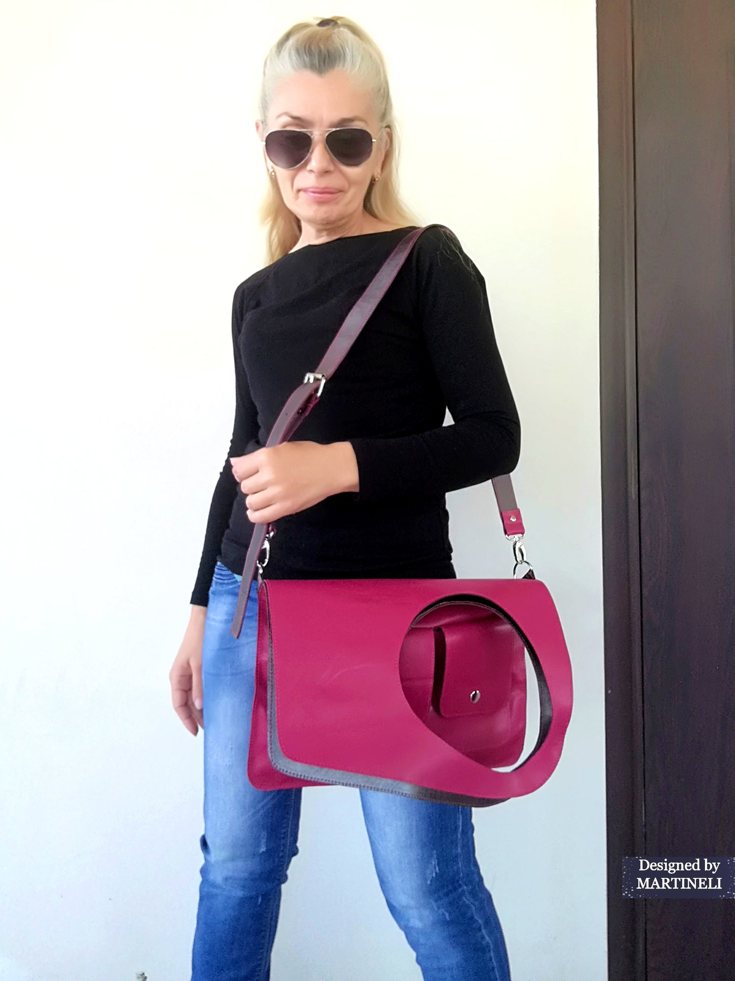 Pink Leather Shoulder Bag-Large Elegant Leather Tote,Convertible Purse Bag,Pink Stylish Crossbody For Women Soft Leather Handbag Extravagant