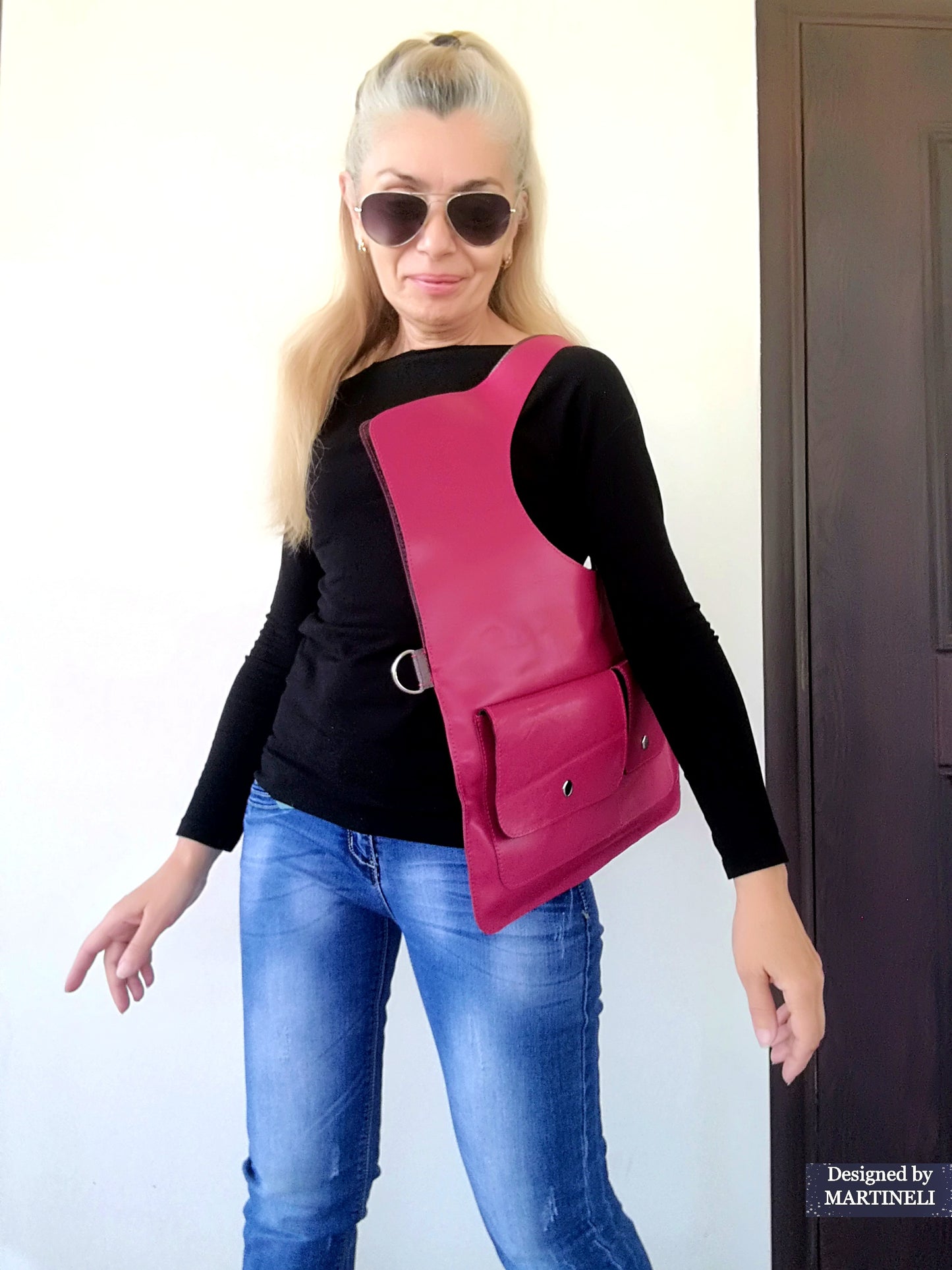 Pink Leather Shoulder Bag-Large Elegant Leather Tote,Convertible Purse Bag,Pink Stylish Crossbody For Women Soft Leather Handbag Extravagant