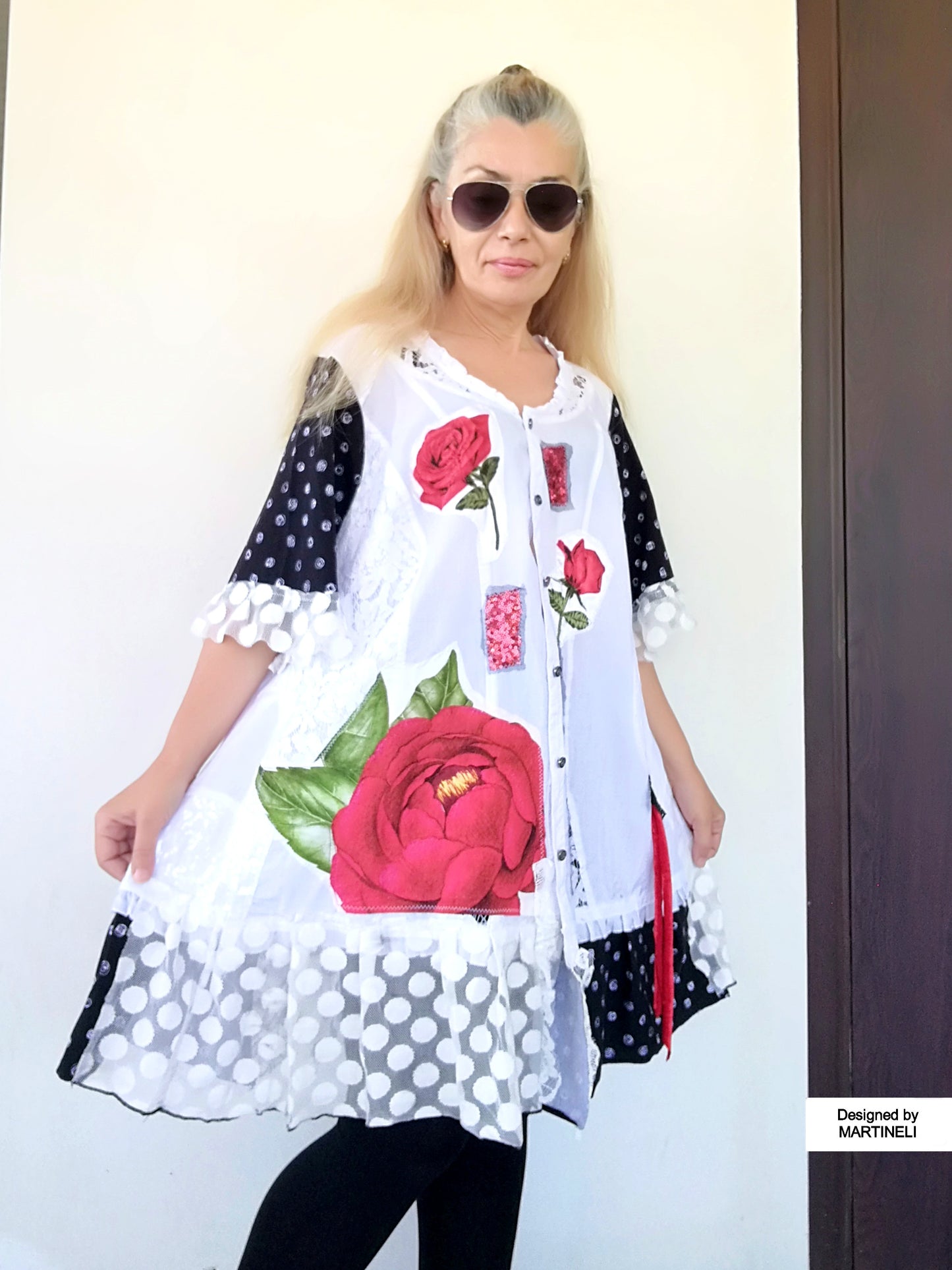 Plus Size Floral Dress,2XL Maxi White Embroidered Shirt Women