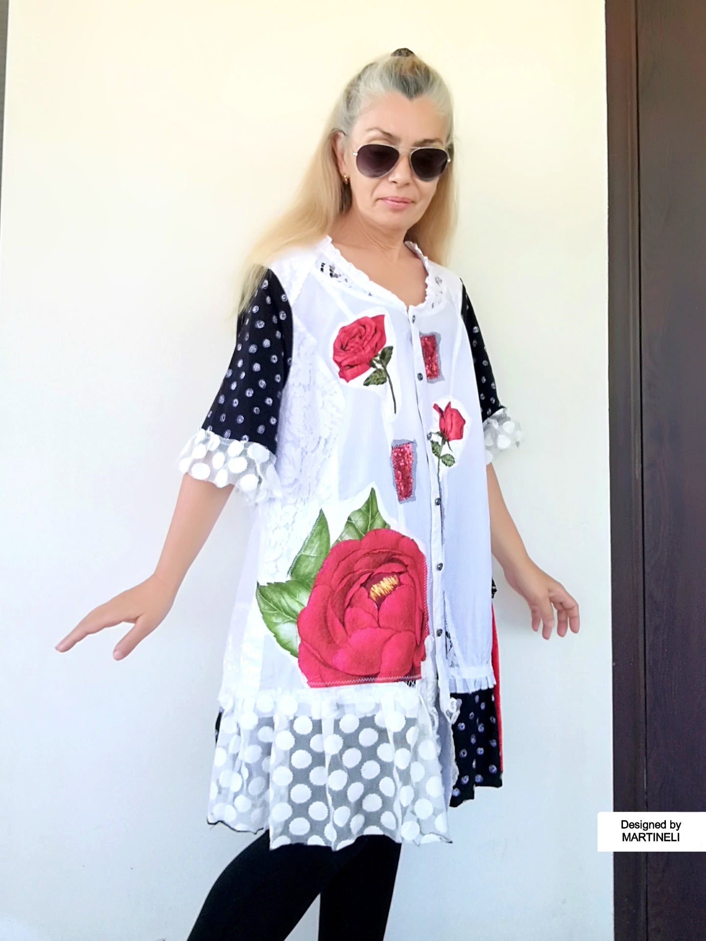 Plus Size Floral Dress,2XL Maxi White Embroidered Shirt Women