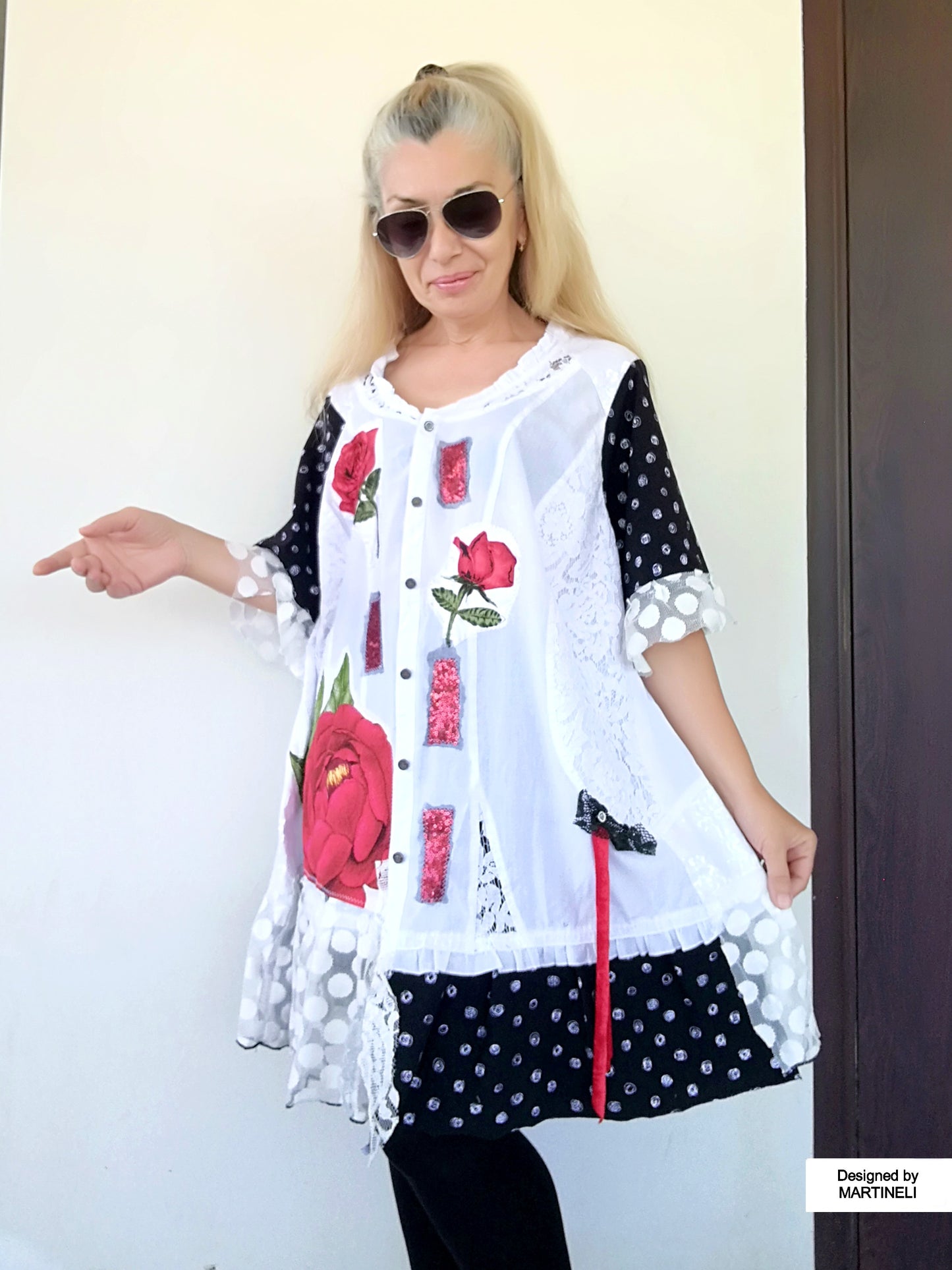 Plus Size Floral Dress,2XL Maxi White Embroidered Shirt Women