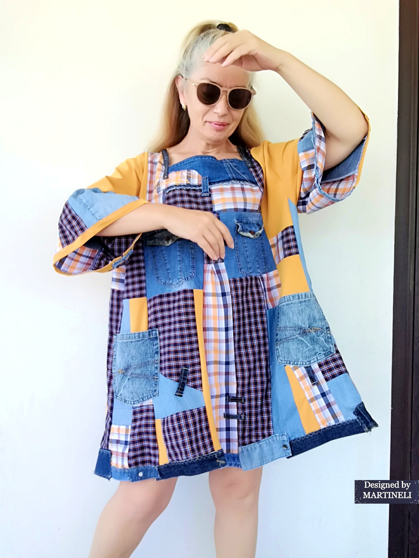 Plus Size Denim Shirt Dress 3XL Patchwork Summer Shirt Dress