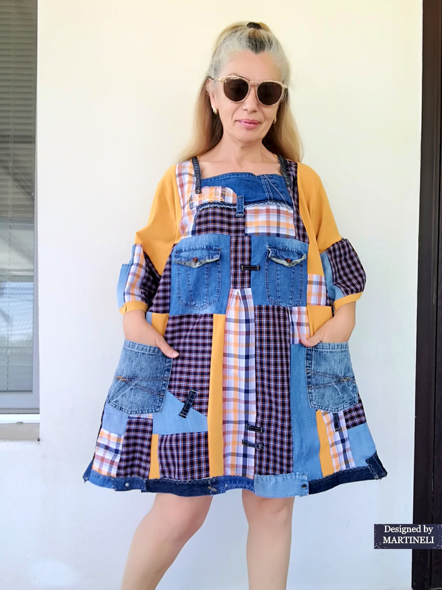 Plus Size Denim Shirt Dress 3XL Patchwork Summer Shirt Dress