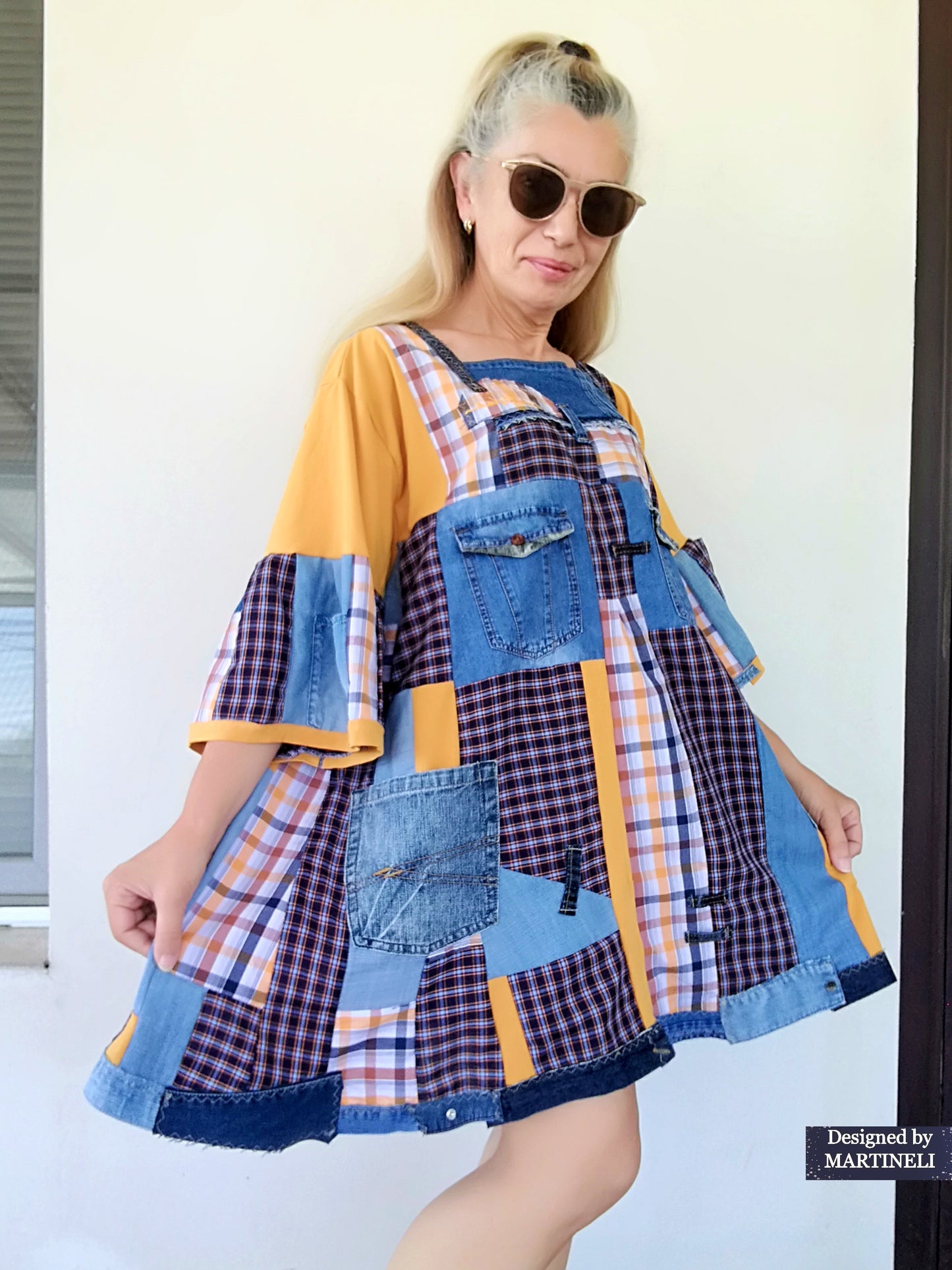 Plus Size Denim Shirt Dress 3XL Patchwork Summer Shirt Dress