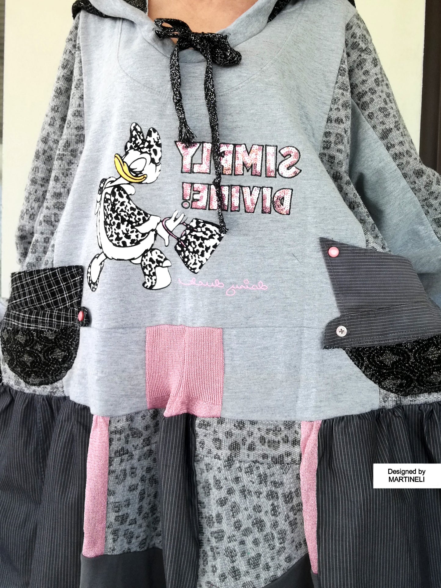 Plus Size Gray Hooded Dress,3X Daisy Duck Sweatshirt Dress