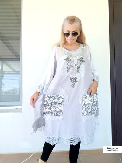 PLUS SIZE LINEN DRESS 5XL MAXI BOHO SHIRT DRESS