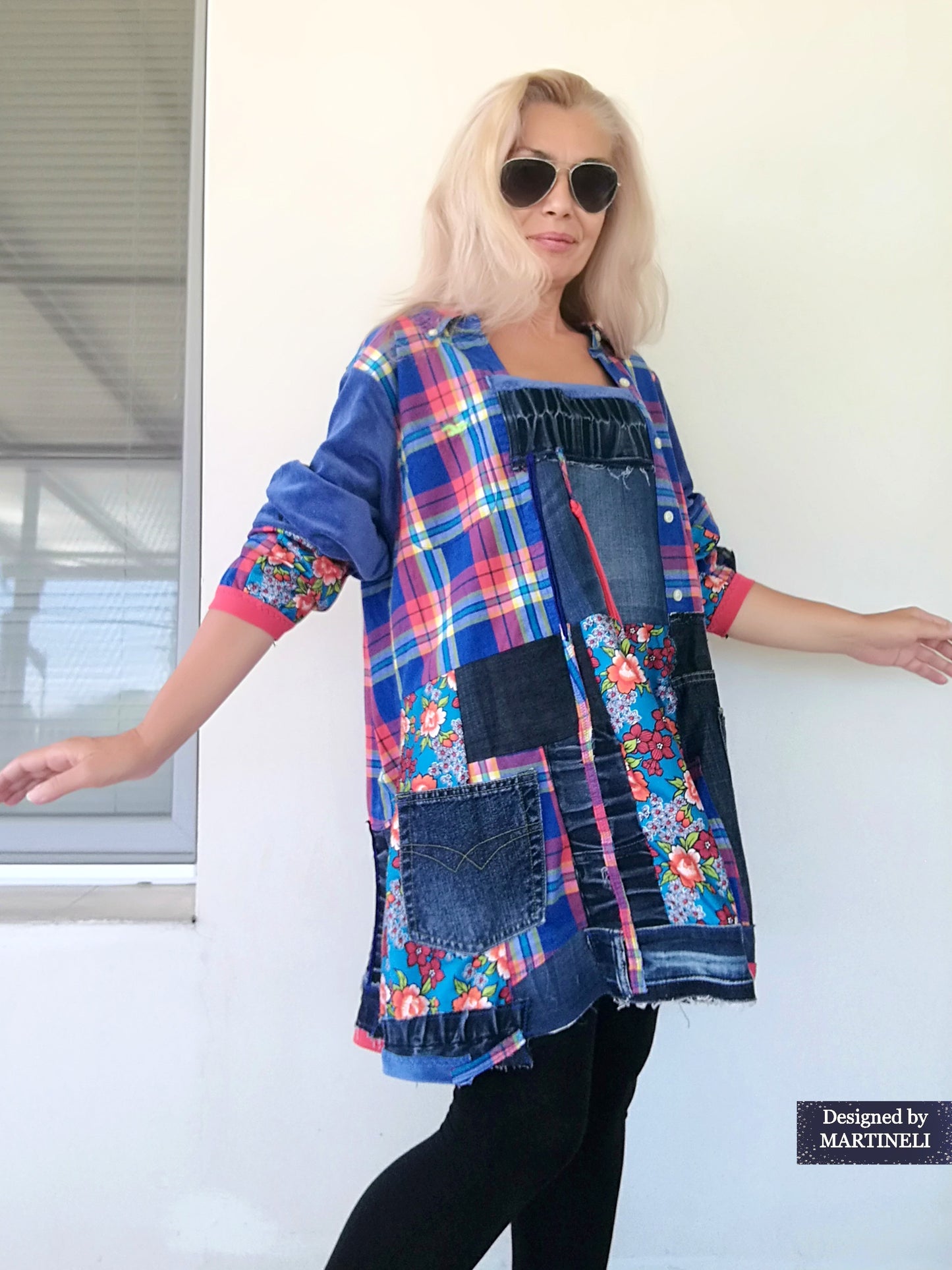 Plus Size Denim Shirt Dress,3XL Boho Style Tunic Dress