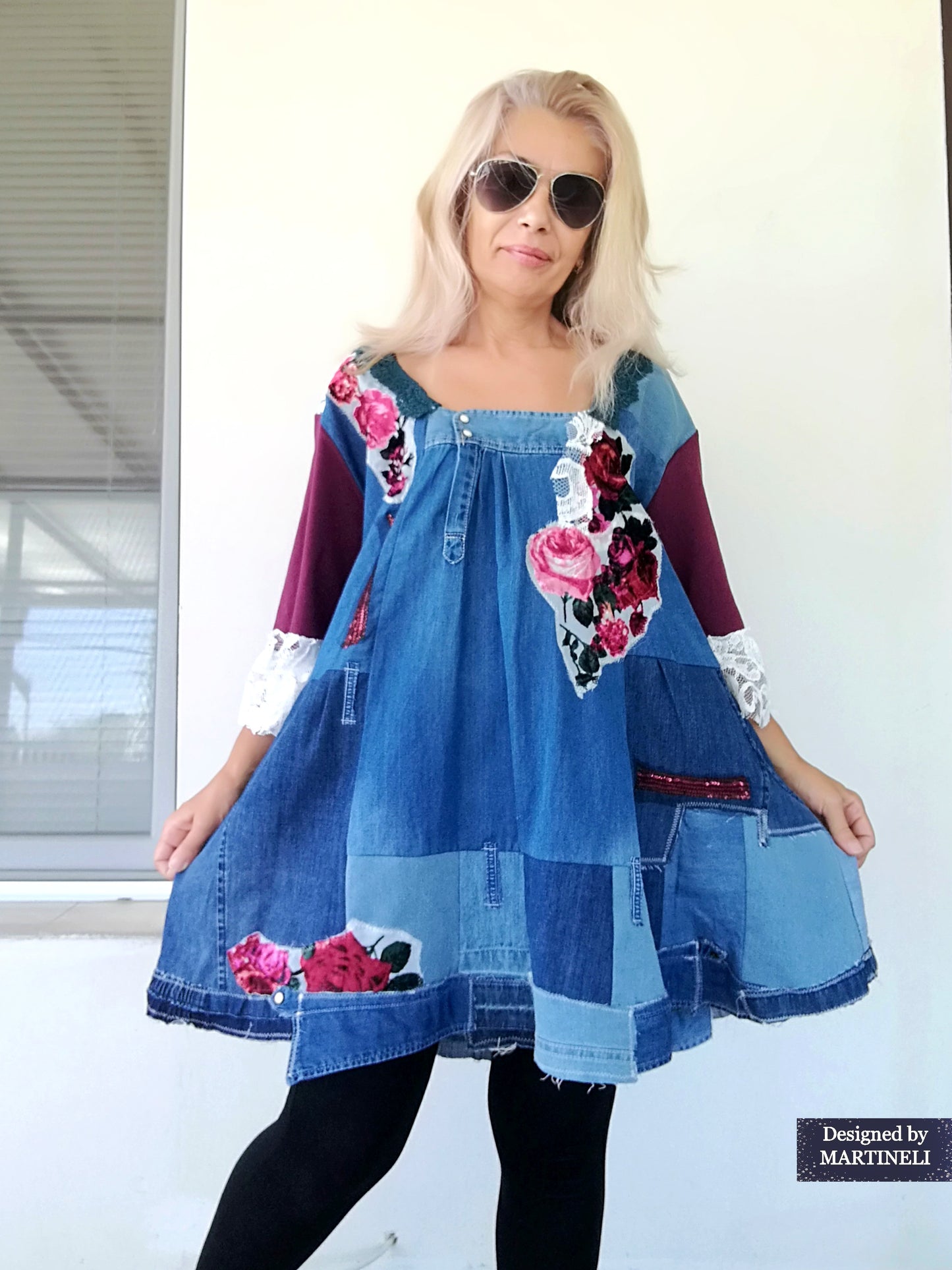 Plus Size Denim Dress,3XL Maxi Floral Summer Shirt Dress