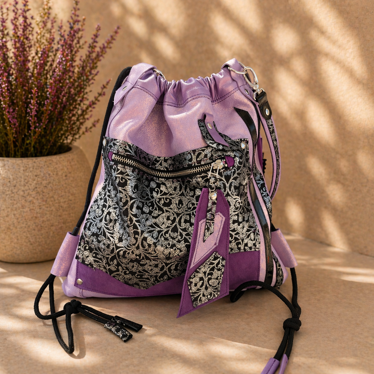 Purple Italian Leather Convertible Backpack – CITY NOMAD