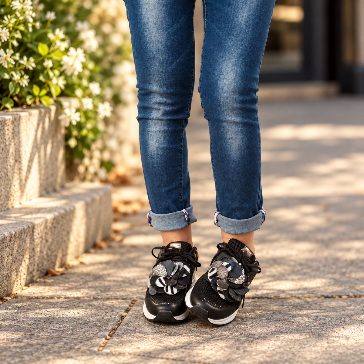 Black, Silver & Zebra Leather Flower Sneaker Charms – REBEL BLOOM