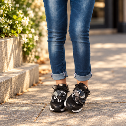 Black, Silver & Zebra Leather Flower Sneaker Charms – REBEL BLOOM
