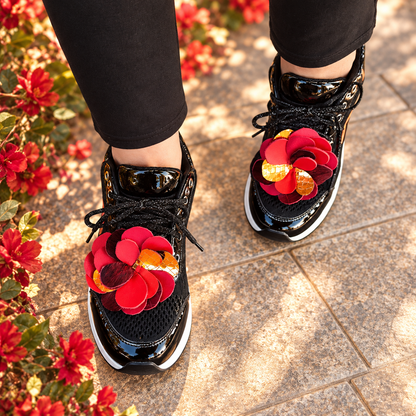 Red & Orange Leather Flower Sneaker Charms – REBEL BLOOM